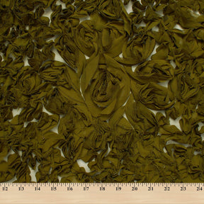 Ruffle Daisy Rosette On Mesh Fabric SV580952 Dark Olive 3