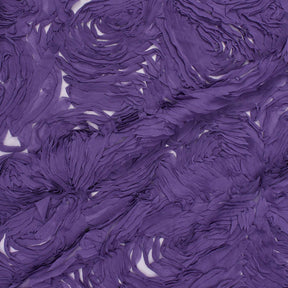 Ruffle Petal Rosette Chiffon On Mesh Fabric SV581031 Purple 1