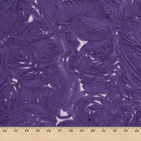 Ruffle Petal Rosette Chiffon On Mesh Fabric SV581031 Purple 3