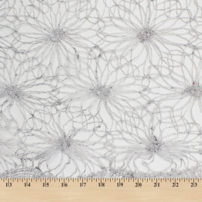 Daisy Floral Corded Lace Fabric SV580986 Silver 4