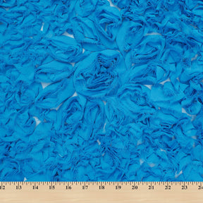 Ruffle Daisy Rosette On Mesh Fabric SV581033 Turquoise 3