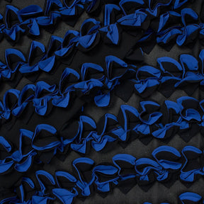 Ruffled Bulbs Embroidered On Chiffon Fabric SV580990 Black / Blue 1