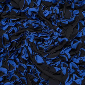 Ruffled Bulbs Embroidered On Chiffon Fabric SV580990 Black / Blue 2