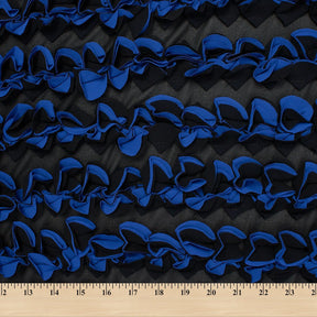 Ruffled Bulbs Embroidered On Chiffon Fabric SV580990 Black / Blue 3