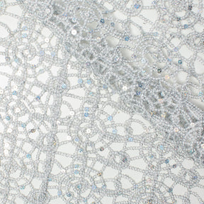 Corded Sequin Lace Fabric SV570741 Silver 1