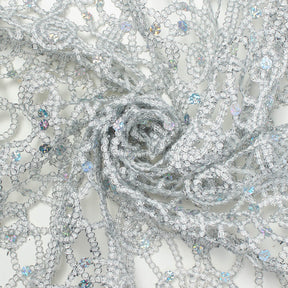 Corded Sequin Lace Fabric SV570741 Silver 2