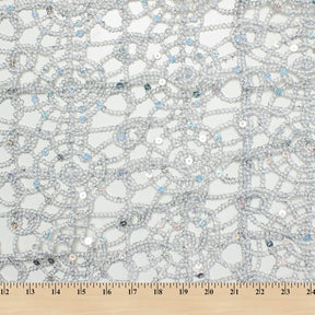 Corded Sequin Lace Fabric SV570741 Silver 4