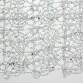 Corded Sequin Lace Fabric SV570741 Silver 3