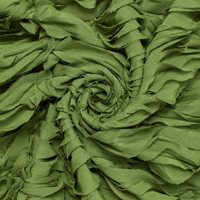 Striped Ruffle Chiffon Embroidery Fabric SV580947 Olive 2