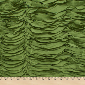 Striped Ruffle Chiffon Embroidery Fabric SV580947 Olive 4