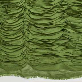 Striped Ruffle Chiffon Embroidery Fabric SV580947 Olive 3