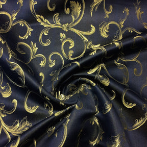 Extra Wide Vine Upholstery Jacquard Fabric SV571012 Navy Blue / Gold 2