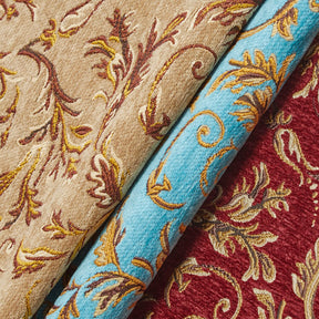 Floral Scroll Metallic Chenille Upholstery Jacquard Fabric Group