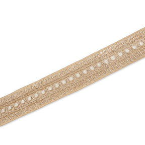 1 5 Inch Floral Petal Corded Two Tone Woven Trim SV580398 Beige A2