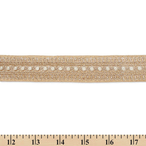 1 5 Inch Floral Petal Corded Two Tone Woven Trim SV580398 Beige A9
