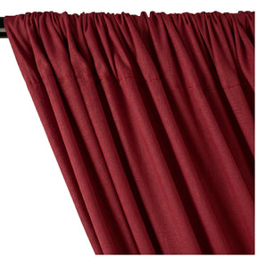 Yorkshire Natural Linen Rod Pocket Curtains Burgundy Image 2