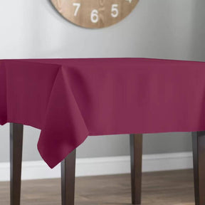 Polyester Poplin Rectangular Table Cloth Covers (60 Inch) Burgundy Image 2
