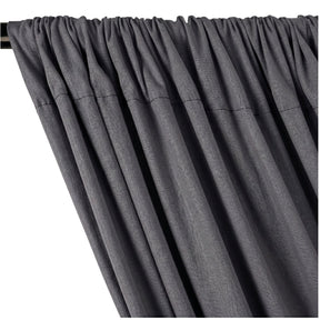 Yorkshire Natural Linen Rod Pocket Curtains Charcoal Grey Image 2