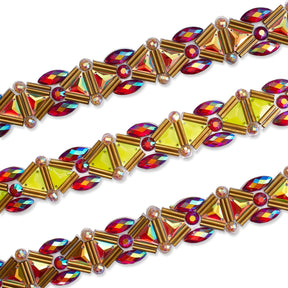 Trilateral Resin Rhinestone Iron On Trim Group