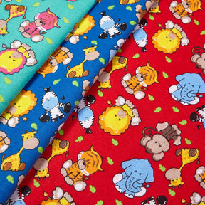 Zoo Animals Printed Cotton Flannel Fabric Group