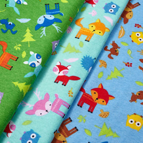 Forest Animals Printed Cotton Flannel Fabric Group
