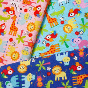 Jungle Animals Printed Cotton Flannel Fabric Group
