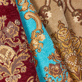 Victorian Damask Metallic Chenille Upholstery Brocade Jacquard Fabric Group