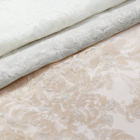 Floral Vine Extra Wide Burnout Polyester Rayon Jacquard On Organza Fabric Group
