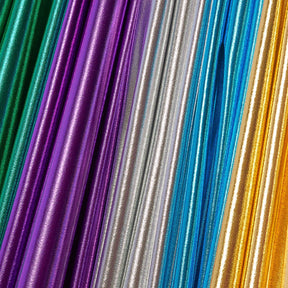 Metallic Stretch Foil Lame On Interlock Knit Fabric Group