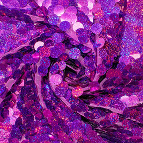 Paillette Circle Sequins On Mesh Fabric SV582531 Holographic Fuchsia Image A2