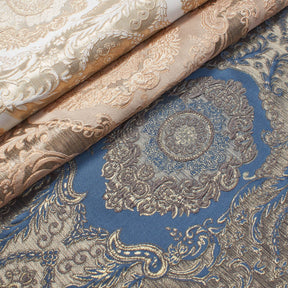 Versailles Extra Wide Two Tone Metallic Damask Jacquard Fabric Group