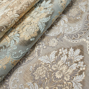 Floral Bouquet Extra Wide Metallic Damask Upholstery Jacquard Fabric Group
