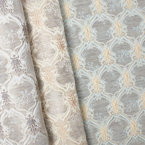 Trellis Geometric Extra Wide Two Tone Metallic Jacquard Fabric Group