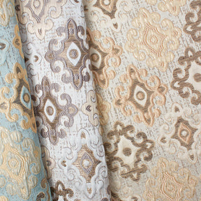 Fleury Cross Extra Wide Two Tone Metallic Damask Jacquard Fabric Group