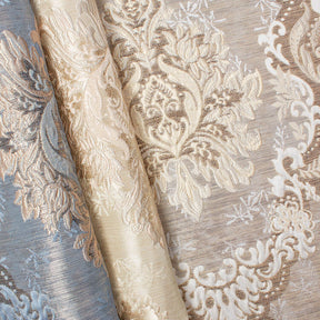 Grand Extra Wide Metallic Damask Upholstery Jacquard Fabric Group