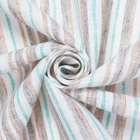 Multi Stripe Polyester Cotton Linen Look Fabric SV580928 Brown 2