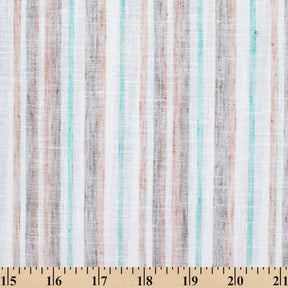 Multi Stripe Polyester Cotton Linen Look Fabric SV580928 Brown 3