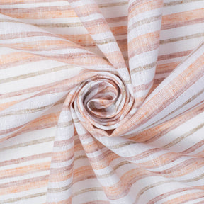 Multi Stripe Polyester Cotton Linen Look Fabric SV580927 Orange 2