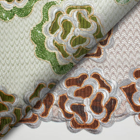 Marigold Floral Embroidery On Mesh Fabric Group