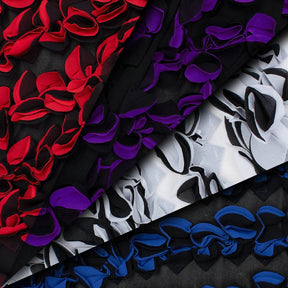 Ruffled Bulbs Embroidered On Chiffon Fabric Group