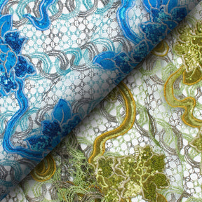Floral Velvet Chemical Metallic Lace With Sequins Rhinestones Fabric Group