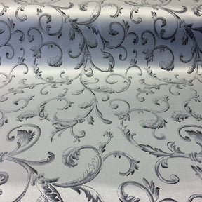 Extra Wide Bloom Upholstery Jacquard Fabric SV571052 White / Black 3