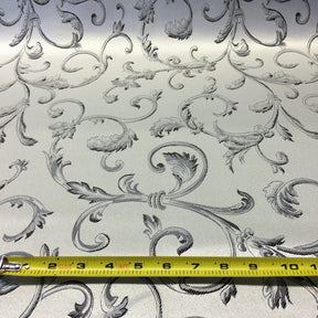 Extra Wide Bloom Upholstery Jacquard Fabric SV571052 White / Black 4