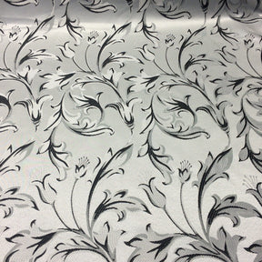 Extra Wide Bloom Upholstery Jacquard Fabric SV571052 White / Black 1