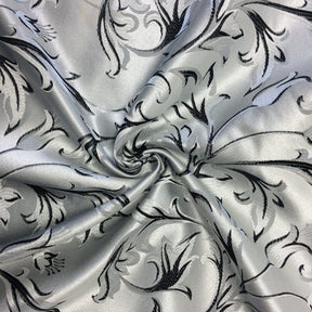 Extra Wide Vine Upholstery Jacquard Fabric SV571053 White / Black 2