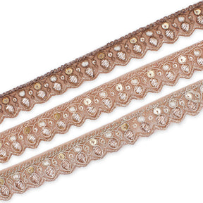 3 4 Inch Ornamental Sequined Metallic Cording With Embroidery On Mesh Trim Group