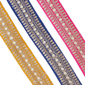 1 5 Inch Floral Petal Corded Two Tone Woven Trim Group