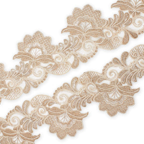 Leafy Floral Corded Sequin Embroidery On 4 Inch Scalloped Mesh Lace Trim SV582523 Fone Image A4