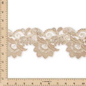 Leafy Floral Corded Sequin Embroidery On 4 Inch Scalloped Mesh Lace Trim SV582523 Fone Image A9