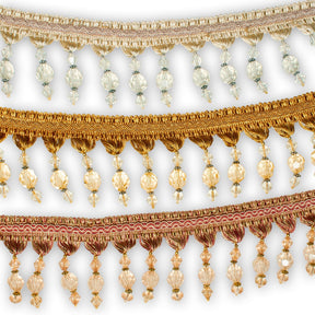 Ornamental Beaded Rhinestone Tassel Fringe Trim Group